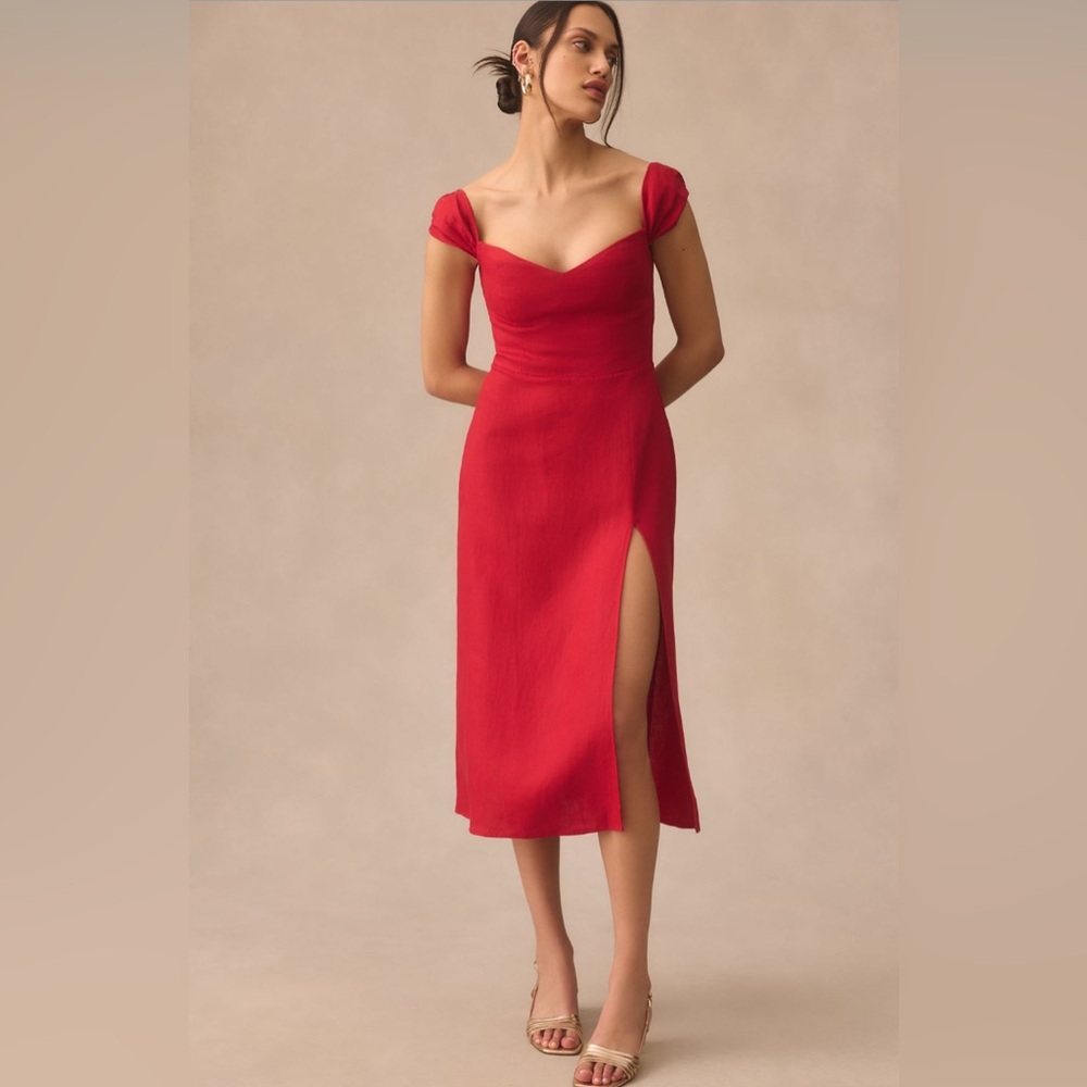 Reformation Red Bridgeton Dress